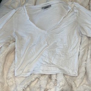 White Cropped Long Sleeve Tee